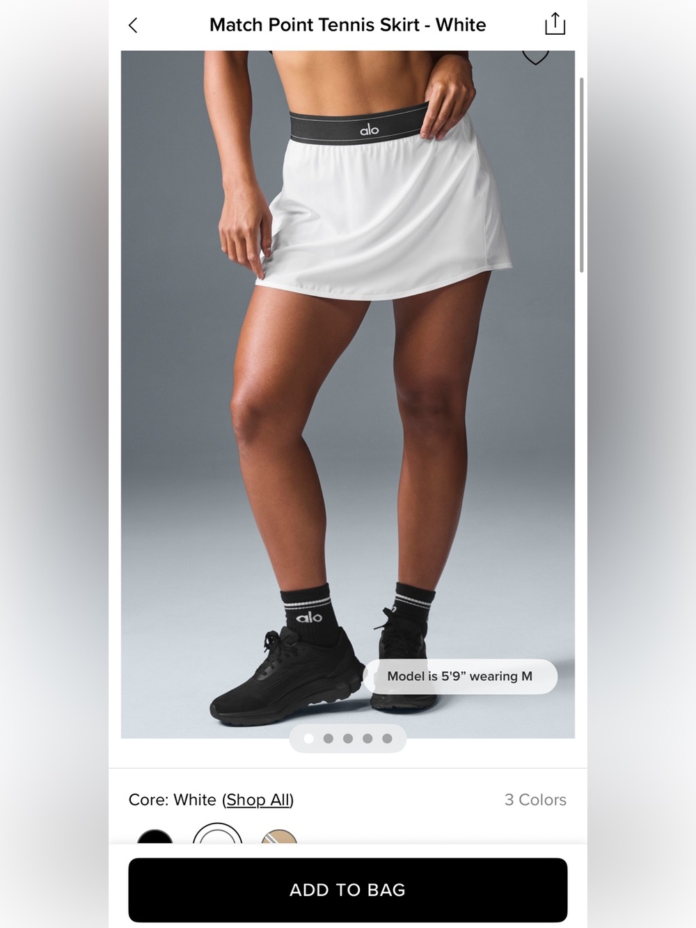 ALO Yoga White Athletic Mini Skort with Black Waistband
